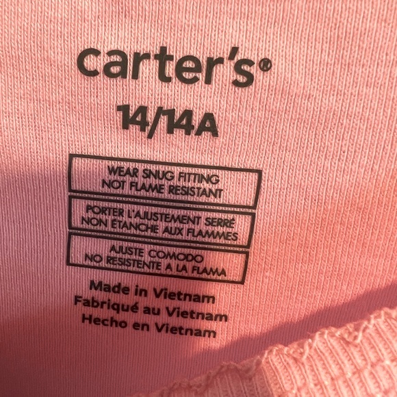 NWT- CARTERS 2 Pc PJ Set / Pink & White Striped Leggings & Pink, Long Sleeve Top - Picture 3 of 12